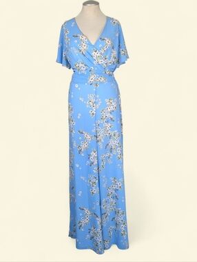 RACHEL Rachel Roy Sky Blue Floral Faux Wrap Plus Size Pantsuit Women's 16